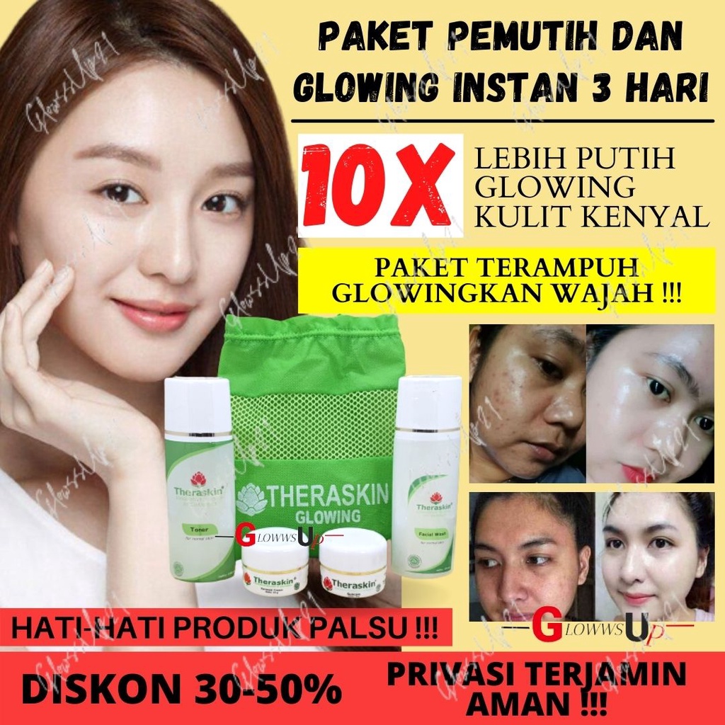 PAKET GLOWING BPOM PAKET SKINCARE THERASKIN PAKET GLOWING ORIGINAL BPOM SUNCARE THERASKIN KRIM PAGI KRIM MALAM TONER WAJAH FACIAL WASH PERAWATAN WAJAH SKINCARE BPOM KRIM SIANG MALAM