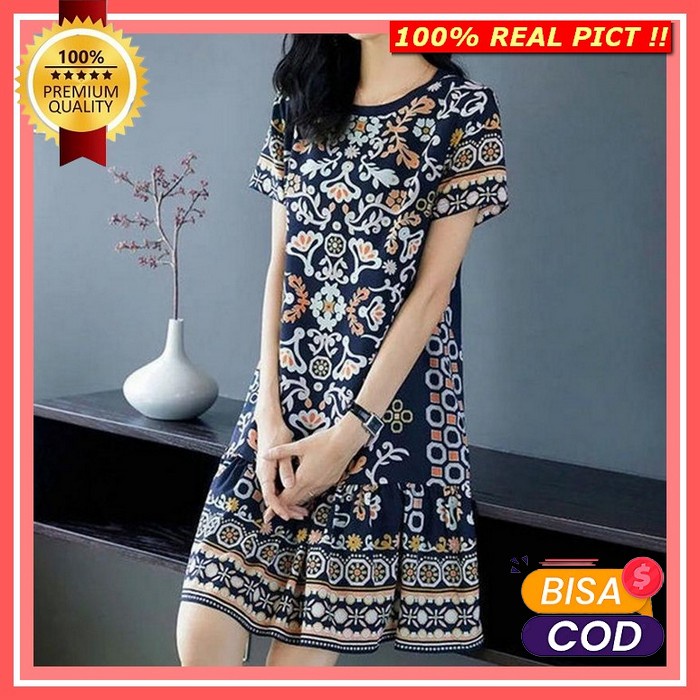 Baju Dress Pesta Natal Imlek Wanita Dewasa Murah Kekinian Terbaru 2021 S-3Xl Gaun Midi Wanita Lengan