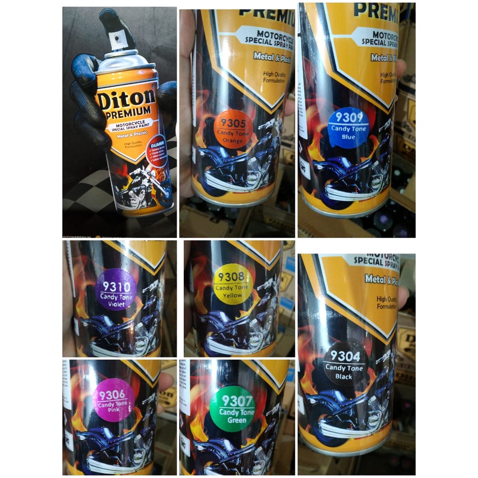 pilok pilok cat semprot diton premium 400cc candytone pilok smoke lampu pilok candy blue 9309 red 9311 hijau green pink unggu/ violet