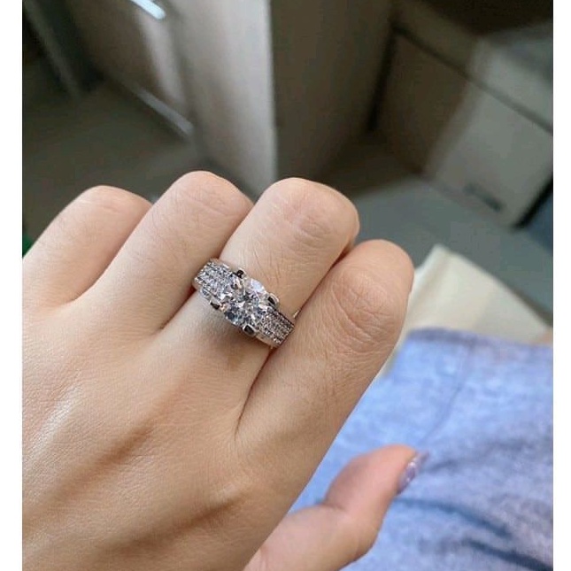 Cincin Solitaire mata satu Cubic Premium