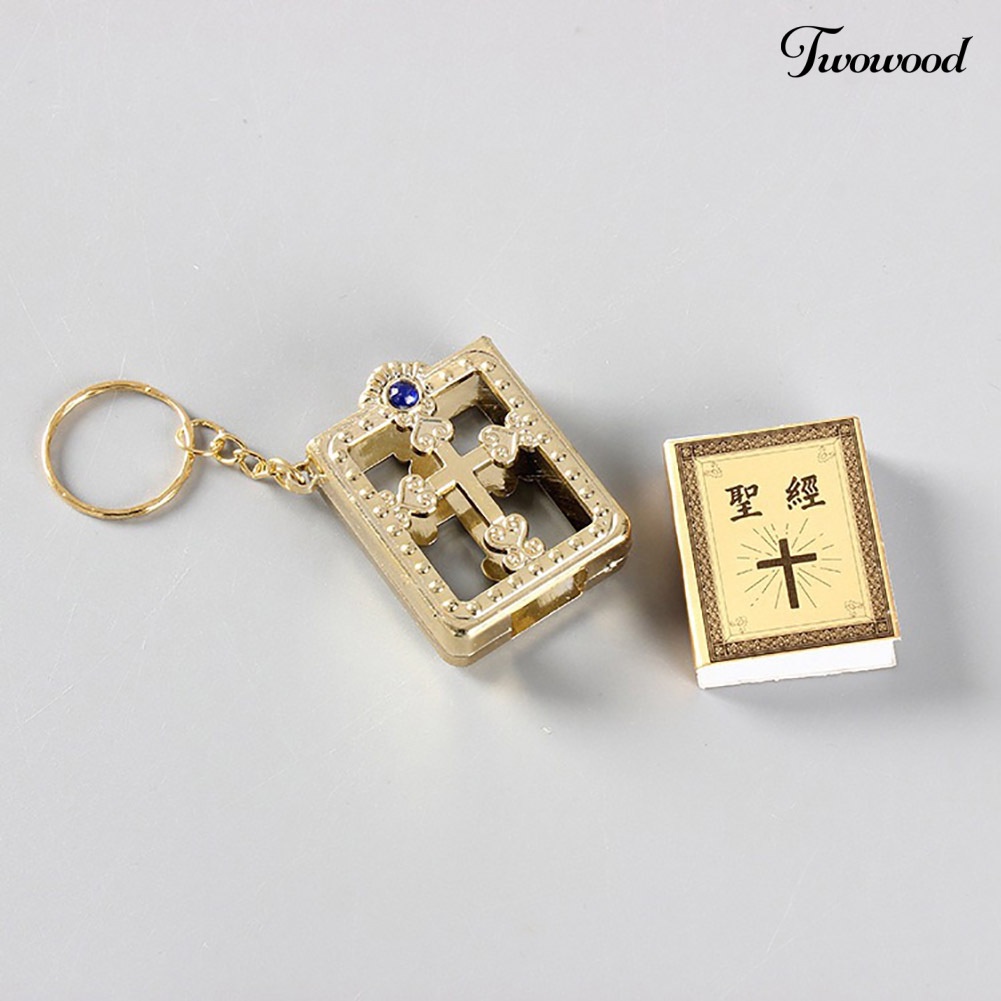 Twowood Gantungan Kunci Alkitab Mini Aksen Berlian Imitasi Untuk Aksesoris Tas