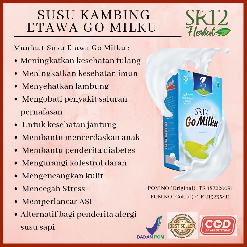 

Susu viral / susu kambing etawa / gomilku SR12 / Pelancar ASI / untuk daya tahan tubuh