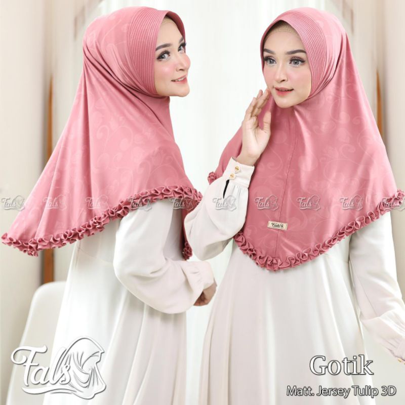 [ Ori Fals ] GOTIK••hijab instan pet list gotik••hijab instan Jersey tulip 3d