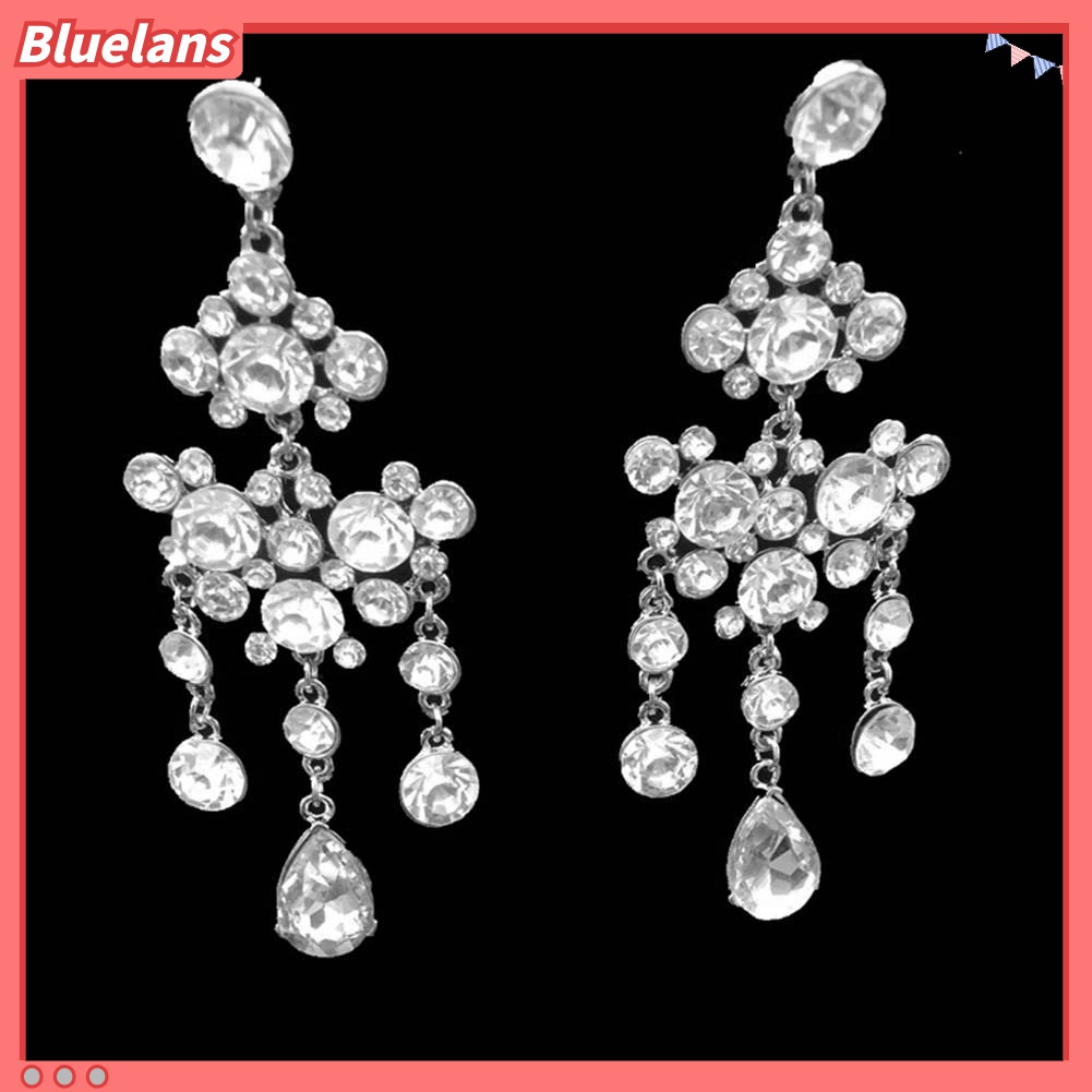 2pcs / Set Kalung Anting Rumbai Full Berlian Imitasi Untuk Pengantin