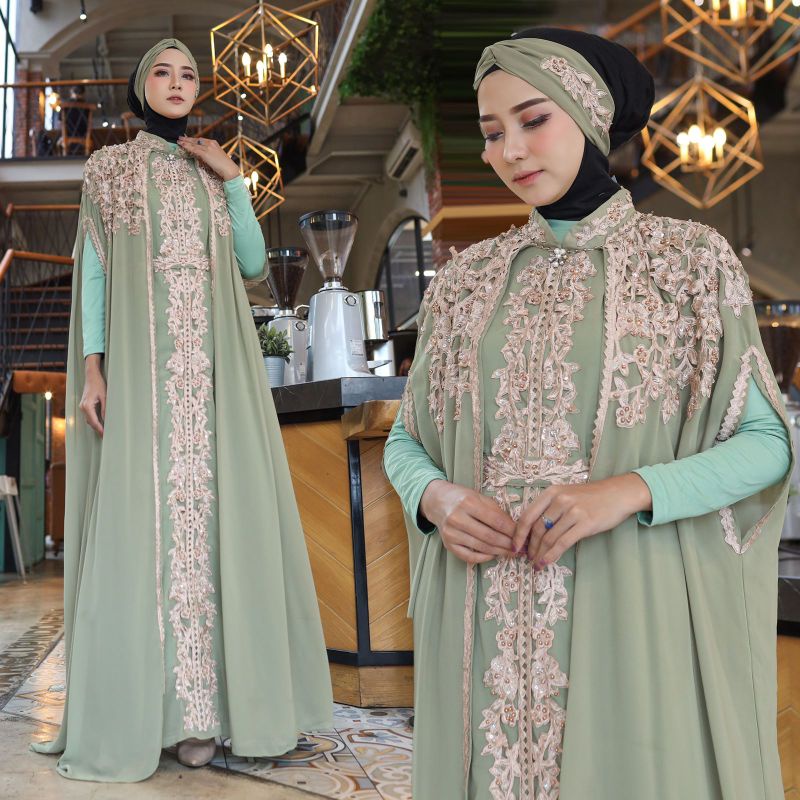 Kaftan Dewi Joda Bordir Payet Free Manset Gamis dan Ciput Original Butik