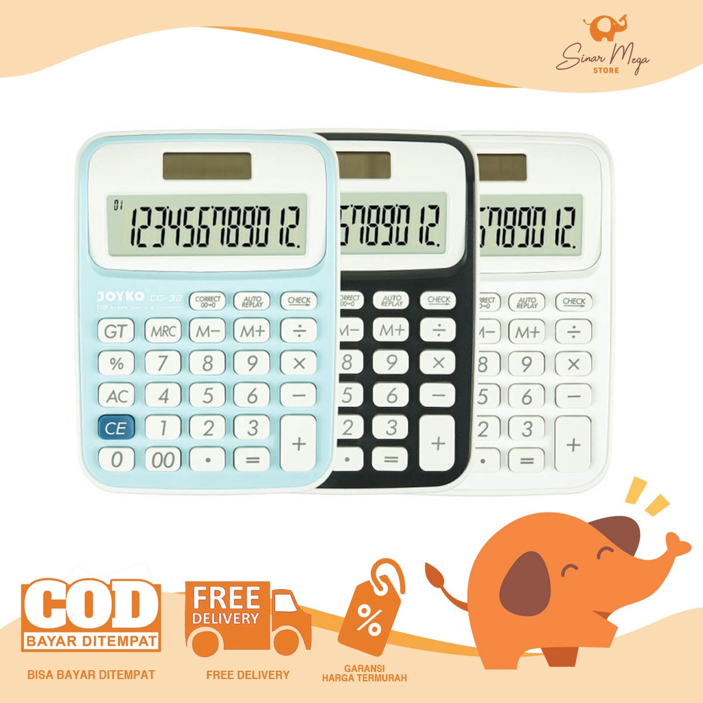 

Joyko Calculator CC-32 / Kalkulator 12 Digits / Check Correct / Kalkulator Meja Kantor Office Murah Berkualitas