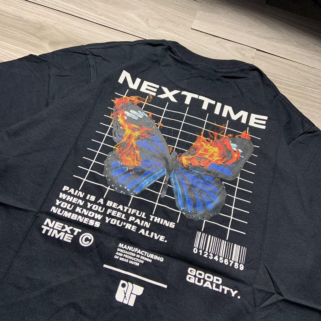 T-SHIRT / KAOS DISTRO MOTIF KUPU KUPU ORIGINAL BRAND NEXTTIME X SEVENKEY ARTIKEL BLUE BUTTERFLY