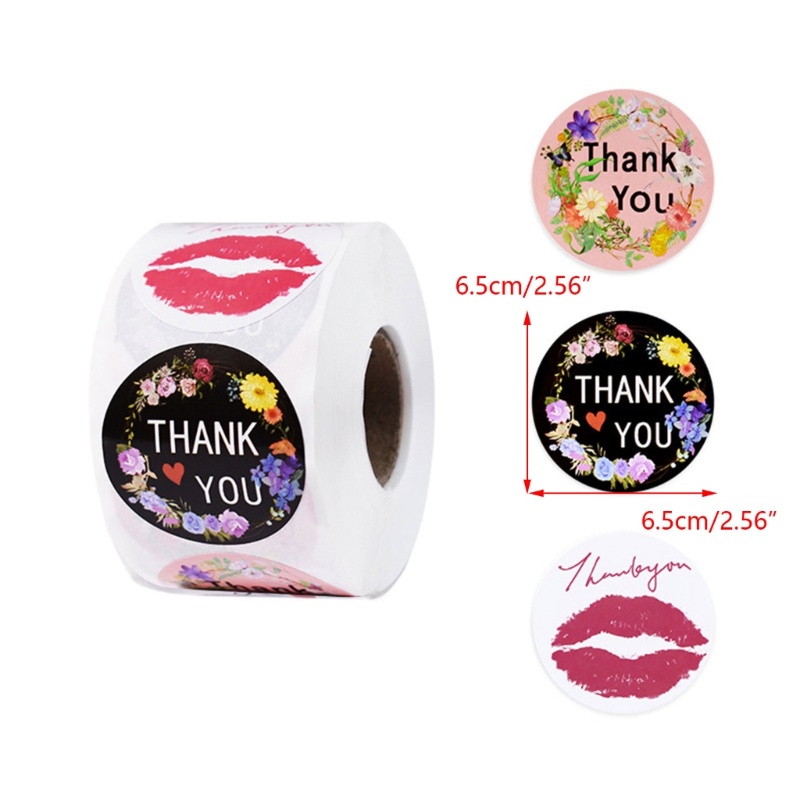 500x / Roll Stiker Label Perekat Desain Thank You Untuk Dekorasi Natal