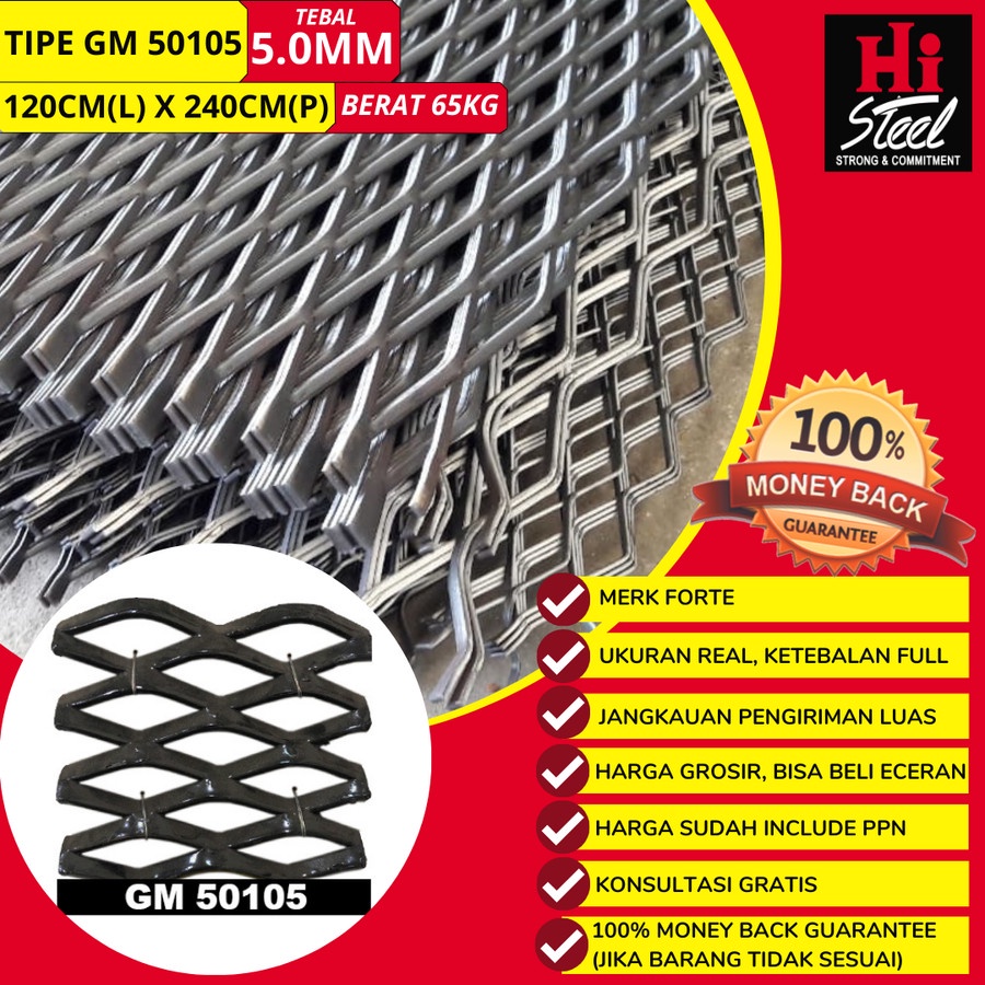 Expanded Metal Besi Tipe GM 50105 - 120cm x 240cm