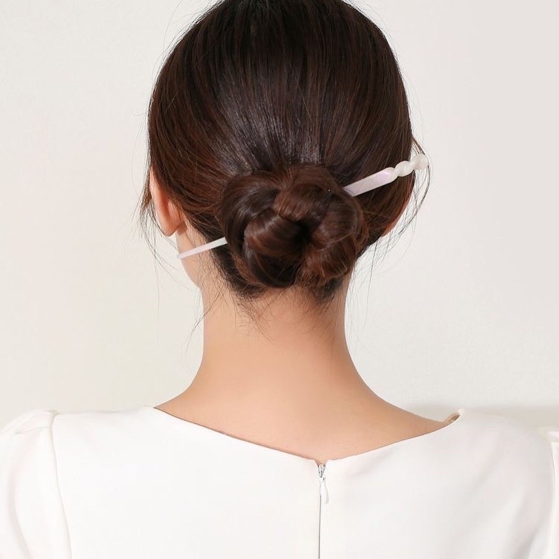 Ark.co - SABINE metal silver gold &amp; marble acetate hair stick tusuk hiasan rambut konde fashion