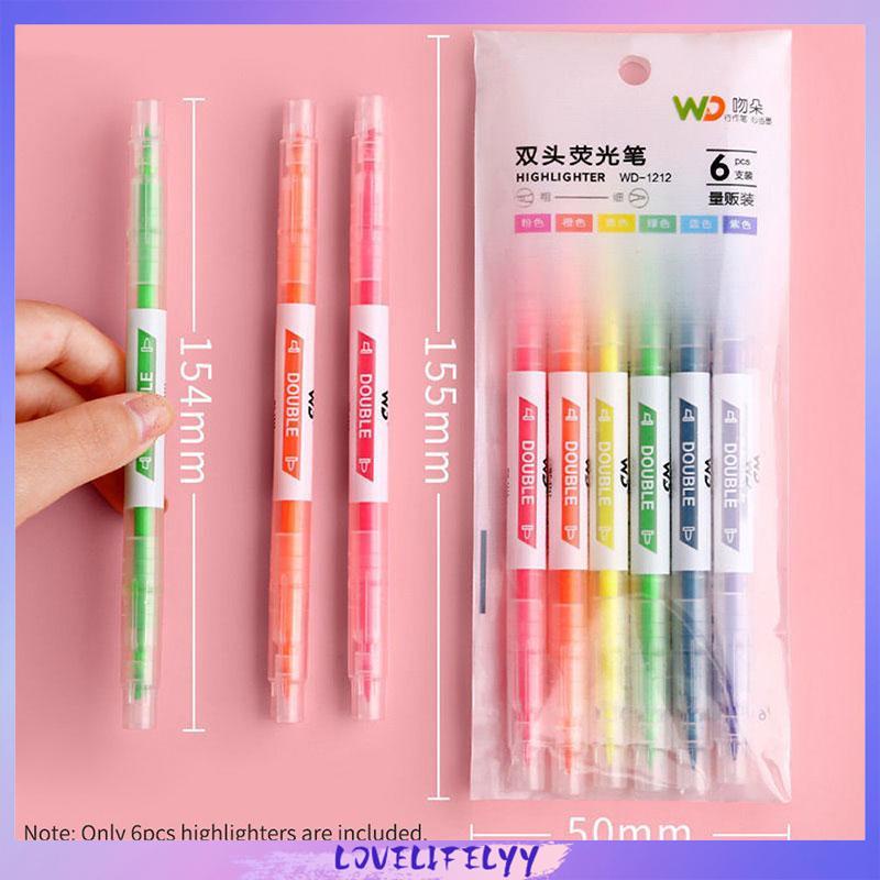 

Warna berkepala dua stabilo 6-warna penanda garis kunci spidol grafiti miring kepala pena cat air -LOY