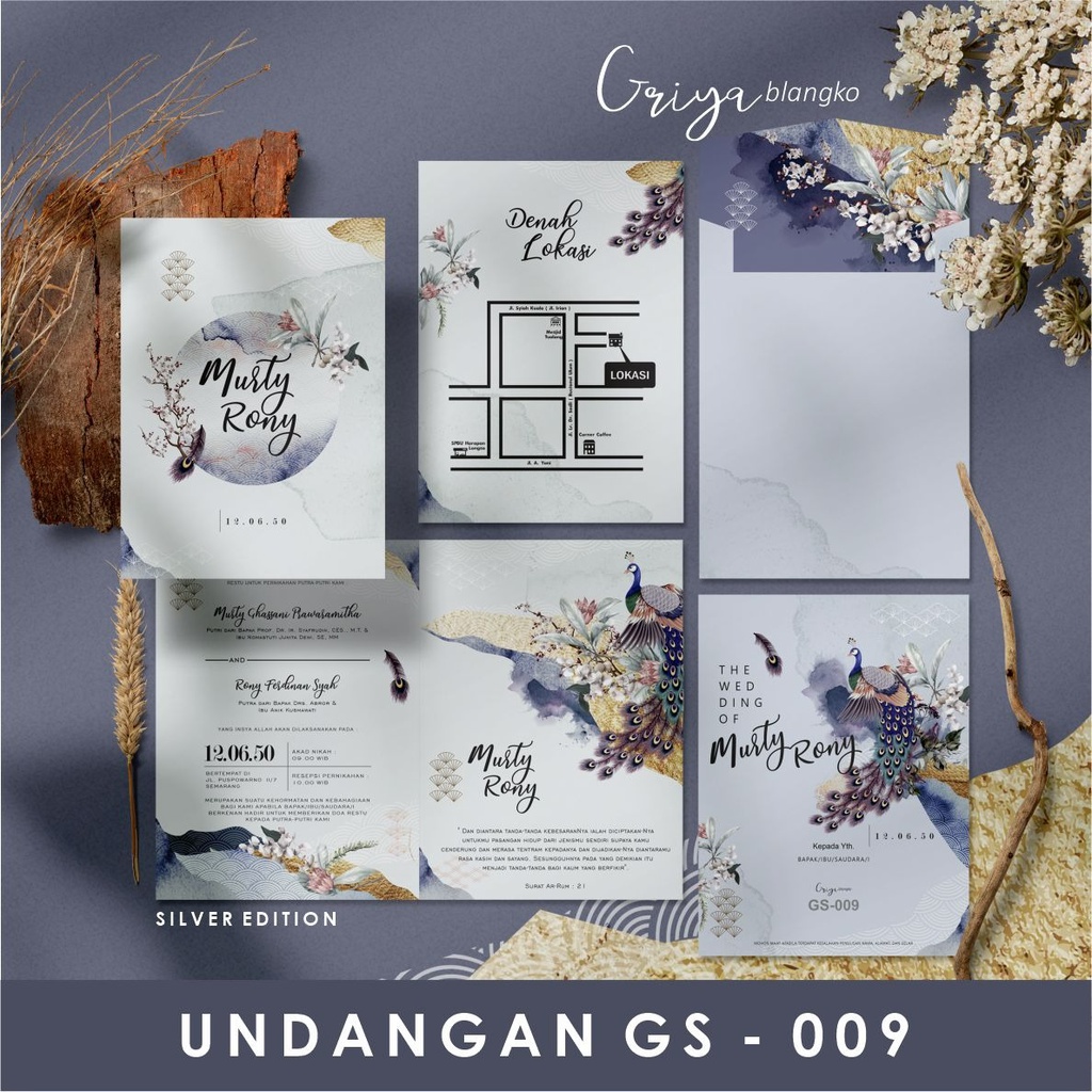 UNDANGAN GS-009 | SILVER EDITION | Undangan Pernikahan Murah | Blangko Undangan | Griya Blangko | Un