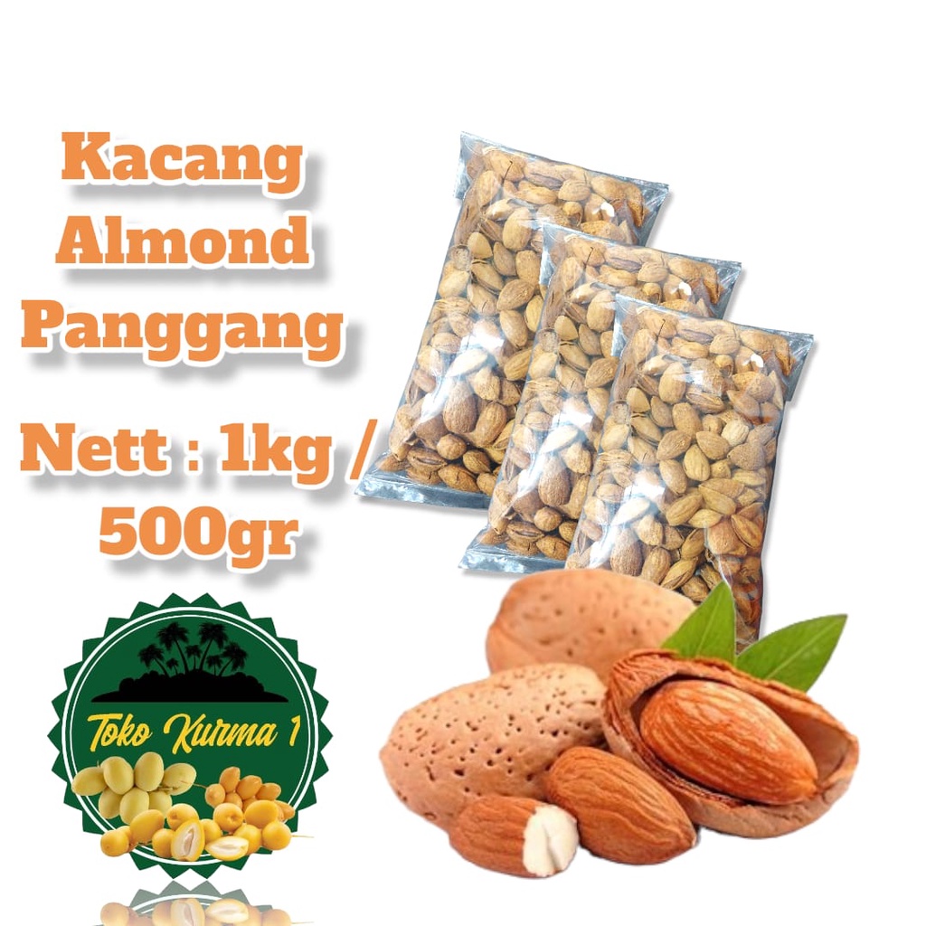 

Kacang almond susu (panggang/Roasted) gurih dan renyah 500gr