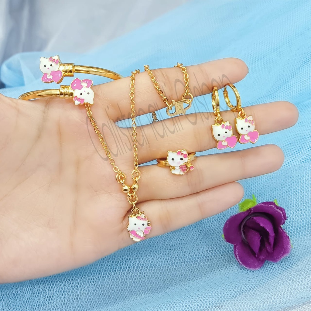 SET ANAK KITTY PERHIASAN EMAS KOREA ANTI KARAT DAN ANTI LUNTUR