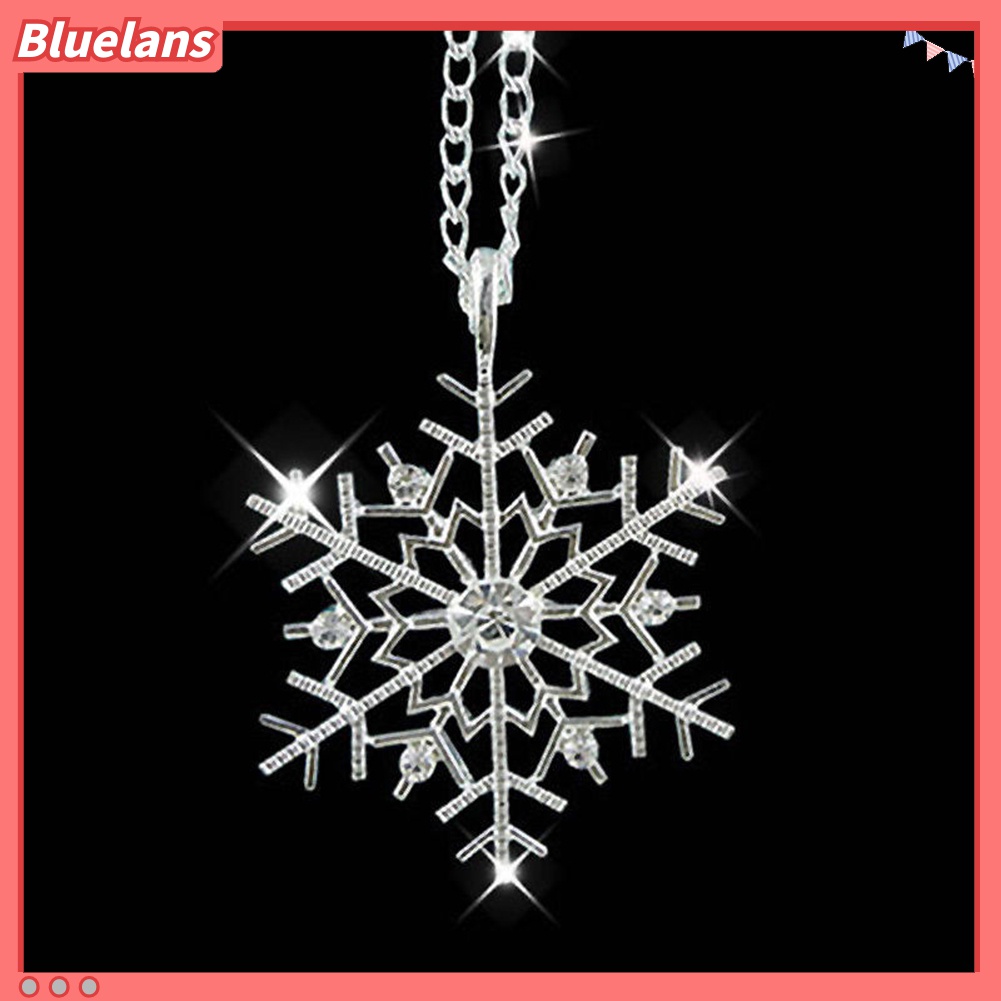 Kalung Rantai Liontin Snowflake Frozen Aksen Berlian Imitasi Untuk Hadiah Natal