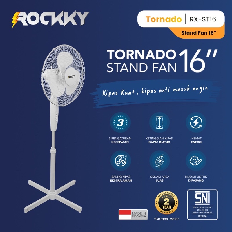 ROCKKY Kipas Angin Tornado 16 inch Garansi 2 Tahun