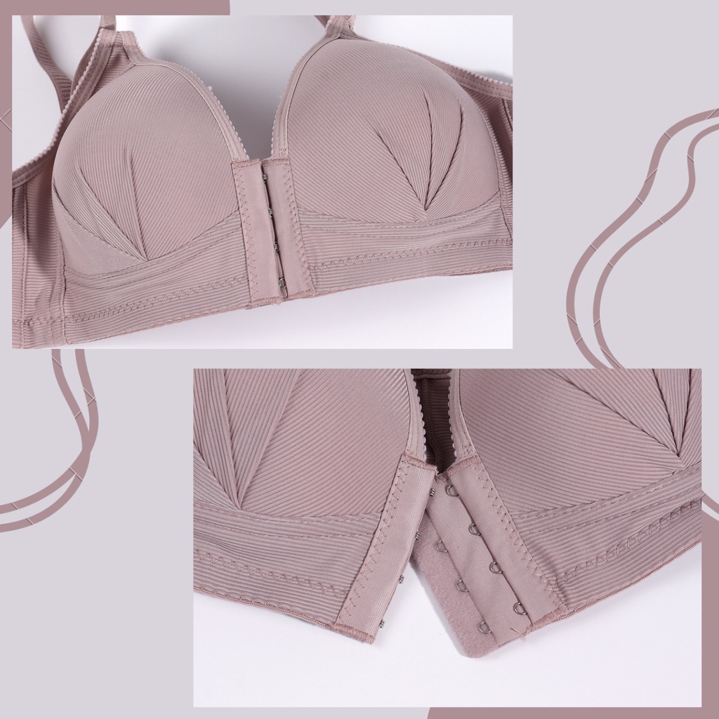 [HI] Bra Wanita Seamless Push Up Gesper Depan Kancing Depan Busa Tipis Tanpa Kawat Elegan 389