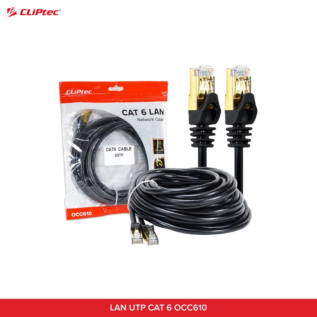 Kabel LAN UTP CAT6 RJ45 Gold Plated 5m CLIPtec OCC610