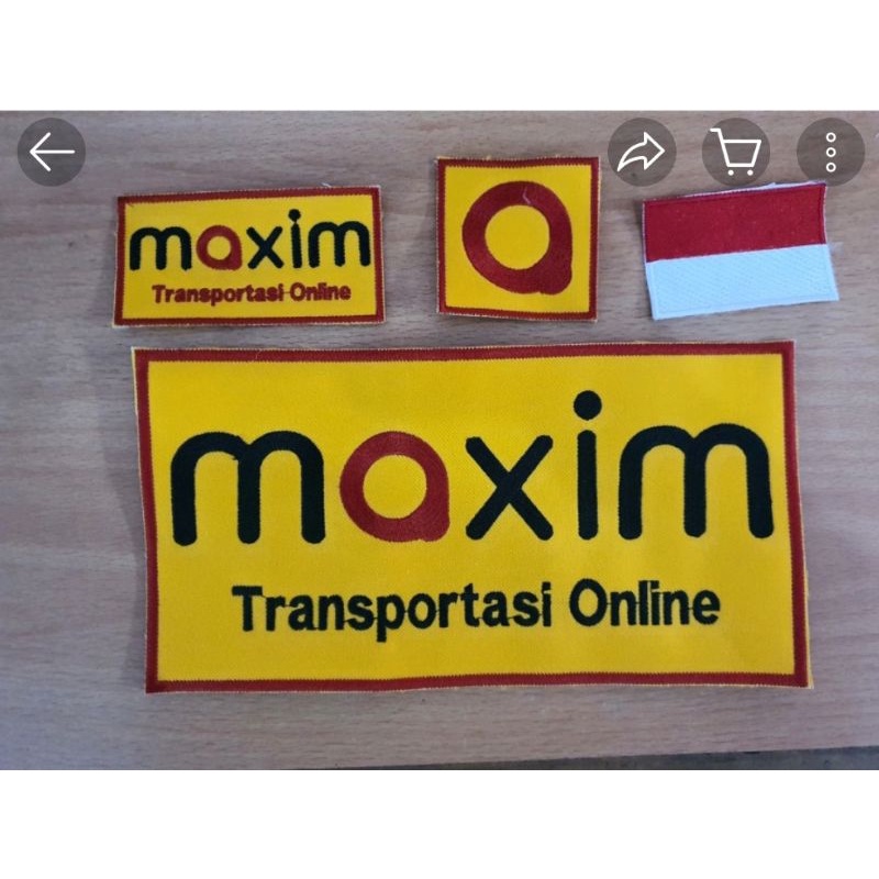 emblem/bordir driver maxim 1 paket Emblem Logo Patch Bordir Ojol Maxim (dasar kuning)