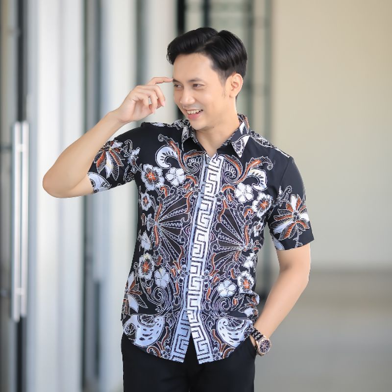 BATIK BOLO DEWO Motif Janoko Hem Atasan Kemeja Baju Batik Pria Lapis Furing