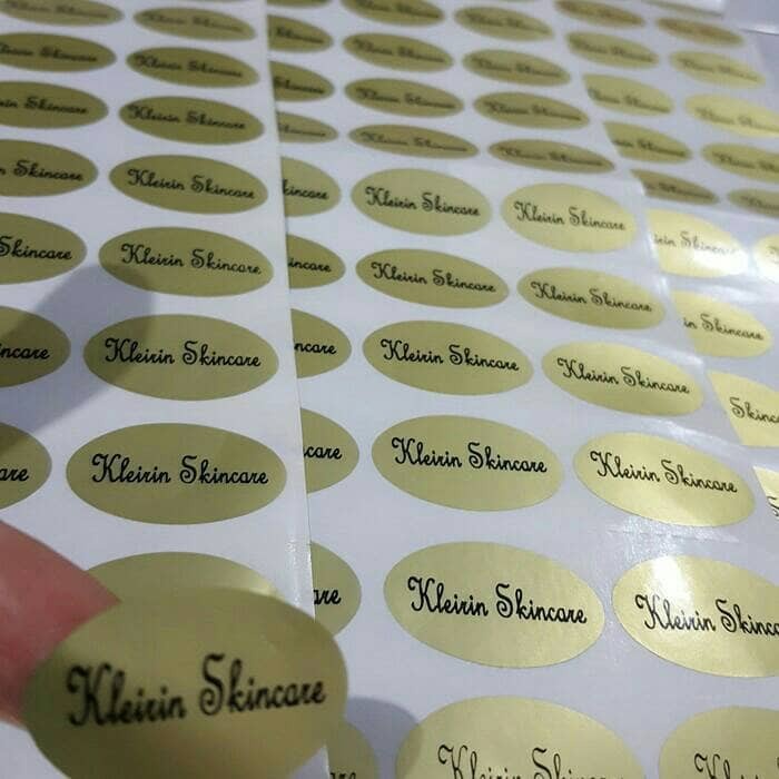 

Code742 Stiker Label Nama Waterproof Polos Oval Gold.