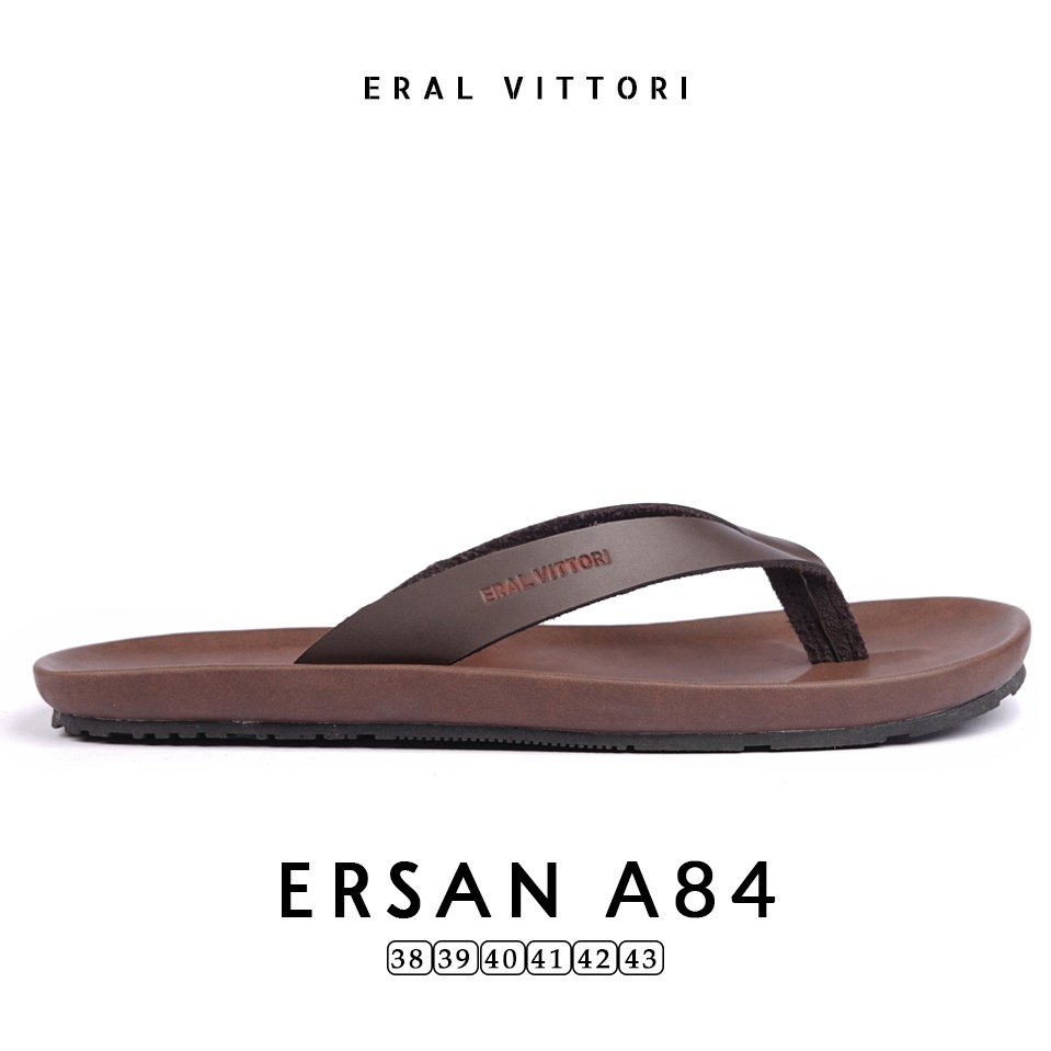 Eral Vittori - Ersan A84 Sandal Pria Kulit Harian Santai Coklat