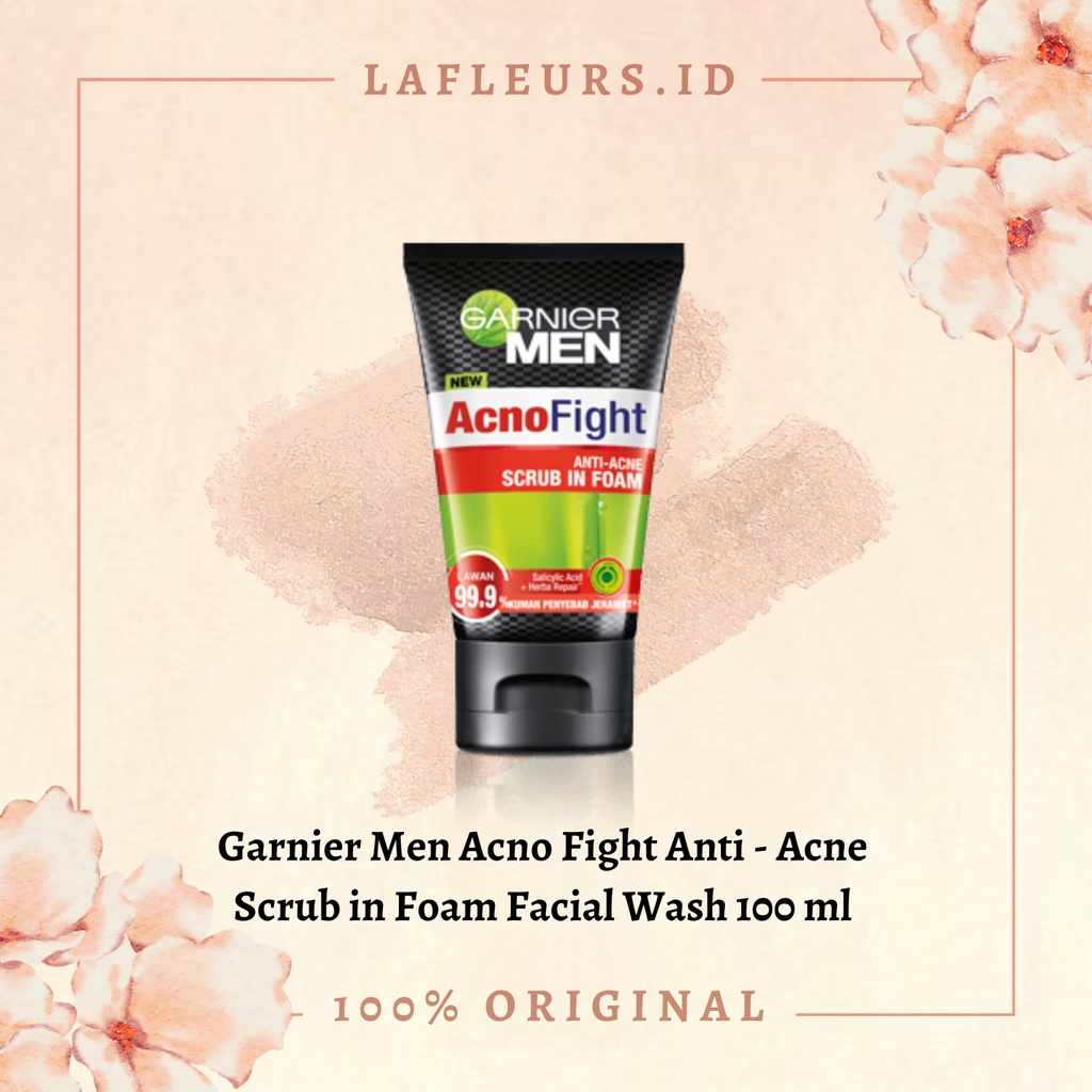 GARNIER MEN ACNO FIGHT ANTI-ACNE SCRUB IN FOAM 100ml / Sabun Cuci Muka / Sabun Pembersih Wajah / Fac
