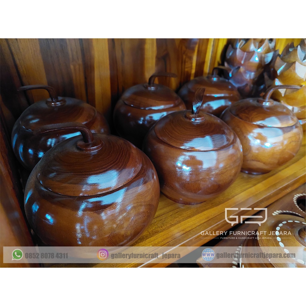 Toples Labu Kayu Jati 15x15x13cm