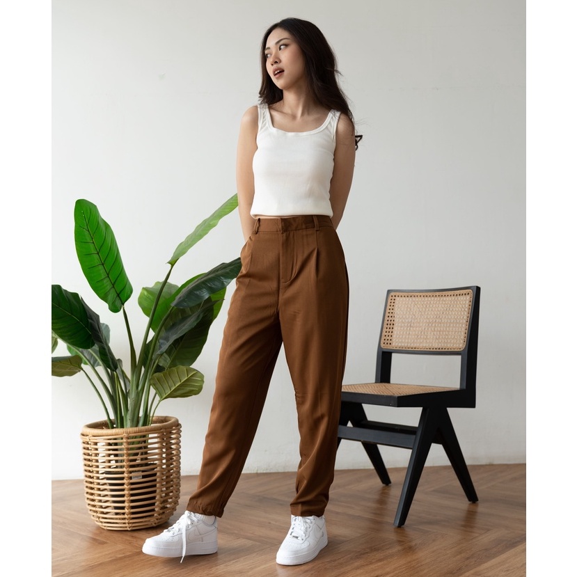 Busan Semi Jogger Pants - Celana Jogger Wanita - Celana High Waist - Celana Kantor Panjang - Celana Anti Kusut - Celana Korea Wanita - Celana Formal / Casual - Petite Friendly