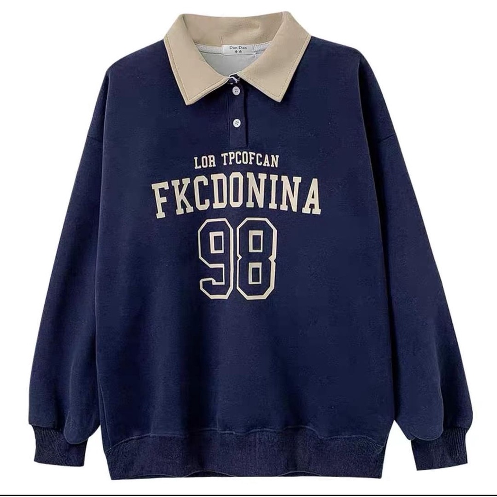FKCDONNA BUTTON COLAR 2XL Sweater Jacket Berkerah Jumbo Bigsize Pria Wanita Kasual Fashion Terbaru Korean Style