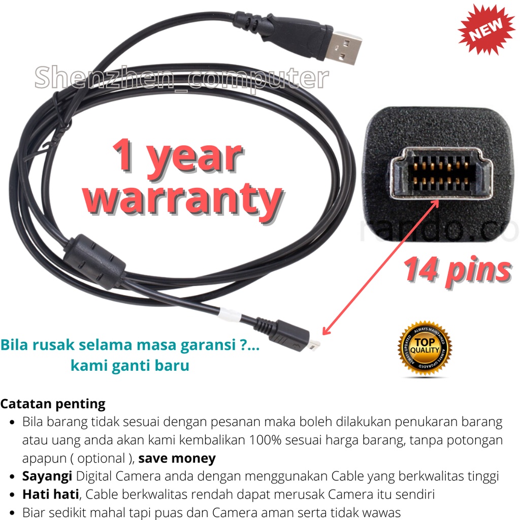 Kabel data USB Kamera Camera Digital Fujifilm finepix Z1 Z2 Z3 Z5 F10 F11 A405 A607 F403 F800 new or