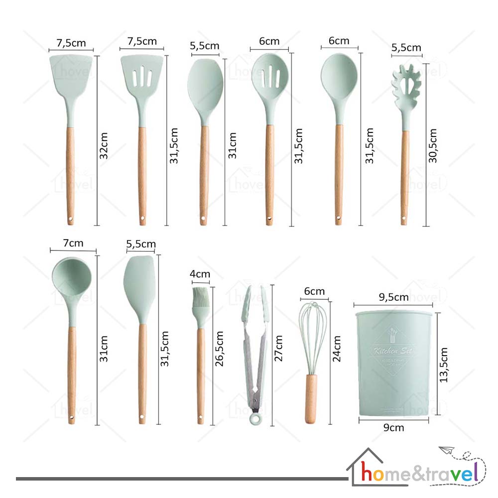 HOVELSHOP Spatula Silicon Utensil Set Sodet Alat Masak Tahan Panas Anti Leleh 12 Pcs