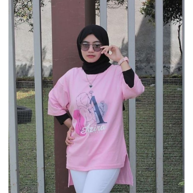 Kaos Oversize Material Cotton Combed 24s Atasan Wanita Pink // anggosae