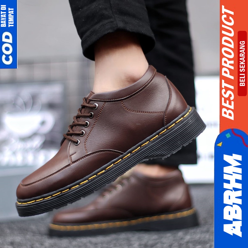 Sepatu Formal Pantofel Docmart Low Boots Kerja Hitam Pria Abrhm GAVI