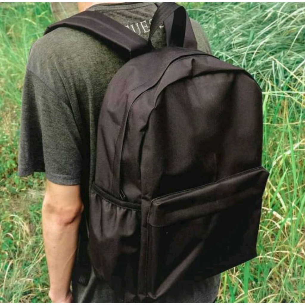 Tas Punggung Pria Warna Hitam - Tas Backpack Ransel Kerja Kuliah Traveling