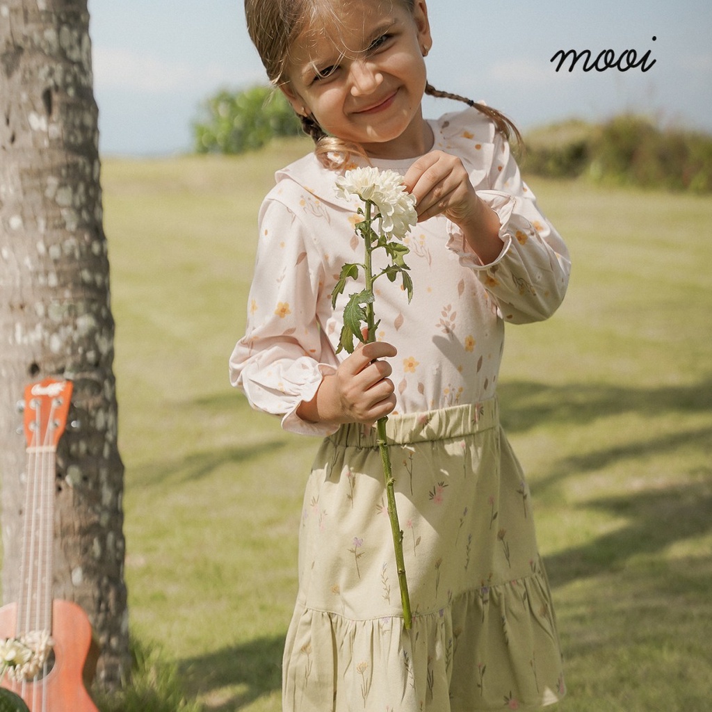 Mooi Erica Ruffle Blouse 1-10 Tahun Erica Long Top Ruffle Atasan Anak Perempuan Tangan Panjang