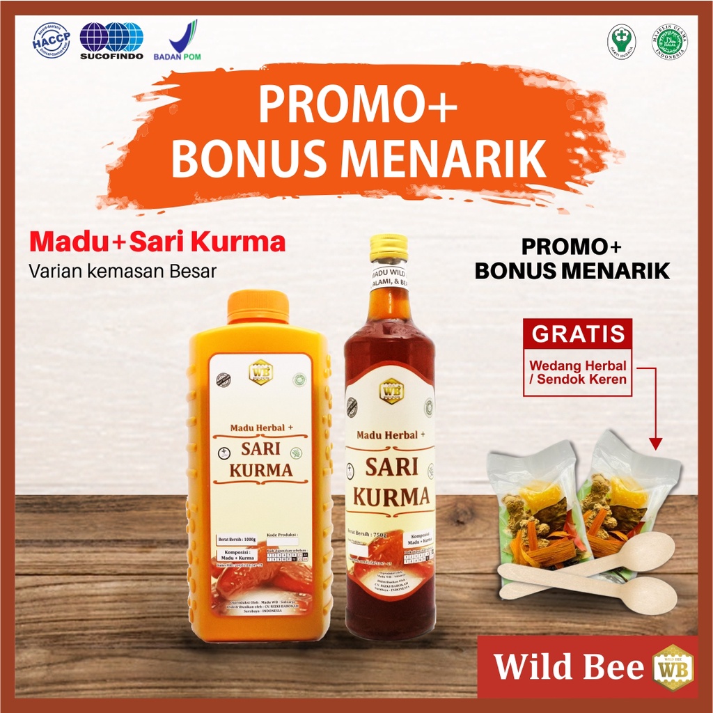 

Madu Sari Kurma/Madu Herbal- Garansi Asli - Wild Bee - Jumbo