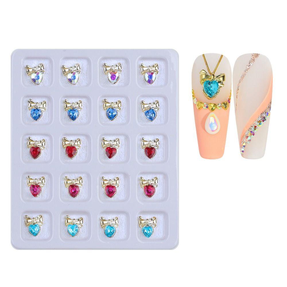 Needway Nail Art Charms Symphony 20kisi Jantung Kupu-Kupu Manikur Aksesoris DIY Bahan Kuku Nail Rhinestones