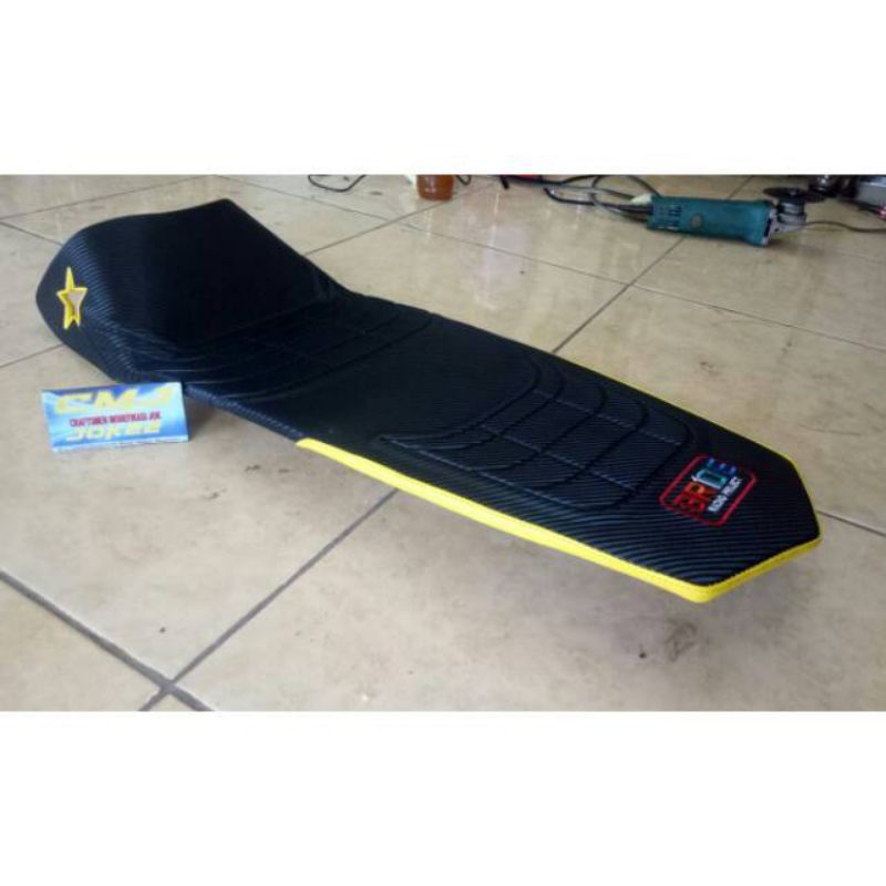 Jok slim vixion old hitam polos lis kuning