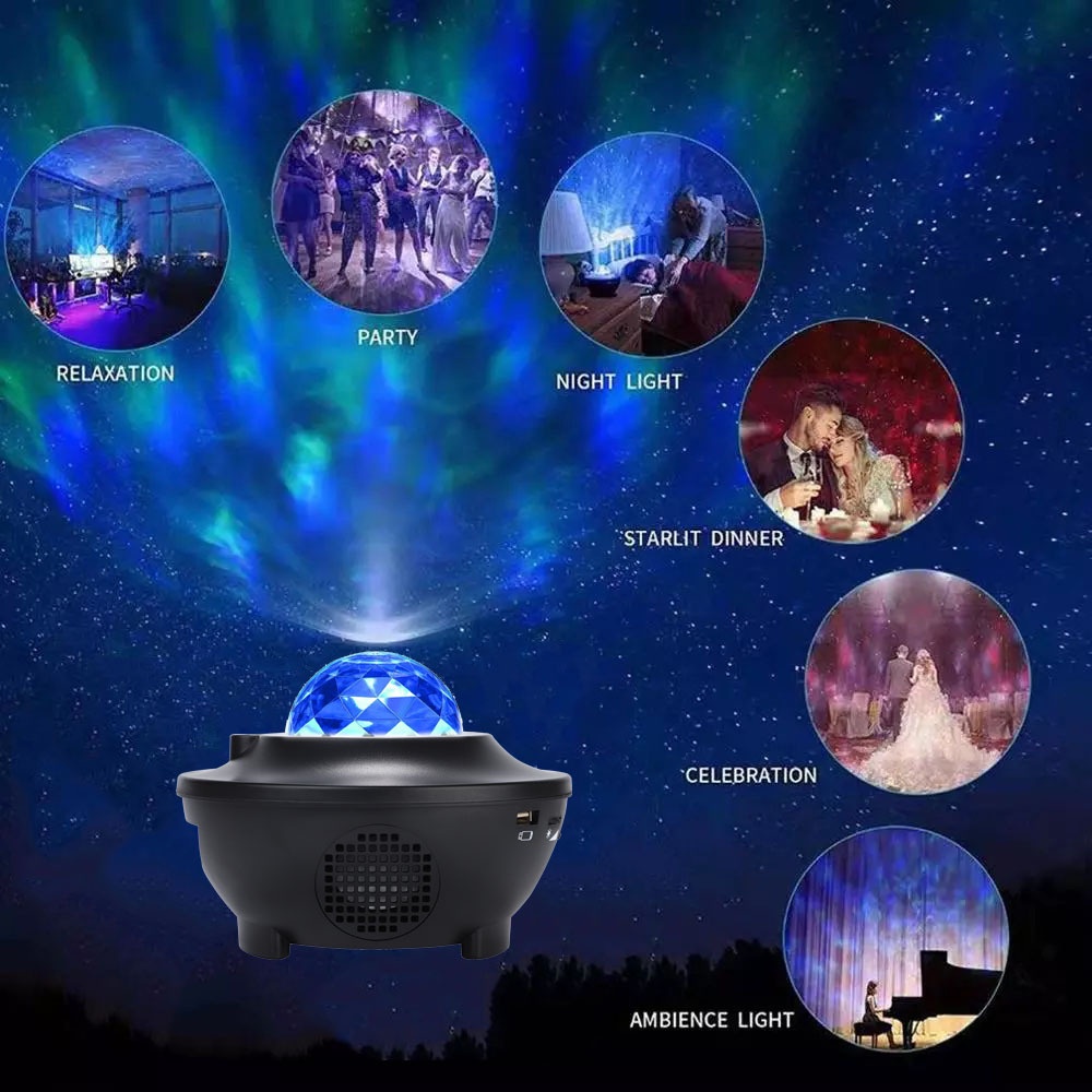 Lampu Proyektor Dengan Speaker Langit Malam Bintang Galaxy Nebula Lamp Starry Projector Light Lampu Tidur Proyektor 2in1