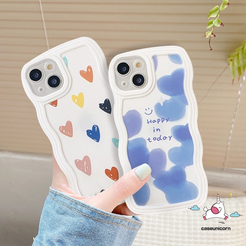 Soft Case Realme C53 10 C55 C30 C33 C12 C25 C15 C21Y C35 C25s C25Y C11 C20 C20A C3 8 8i 9 9i 7 7i 8pro 9pro+ 5s 5 5i 6i C1 Ins Fashion Cute Love Heart Wavy Edge Anti-fall Cover