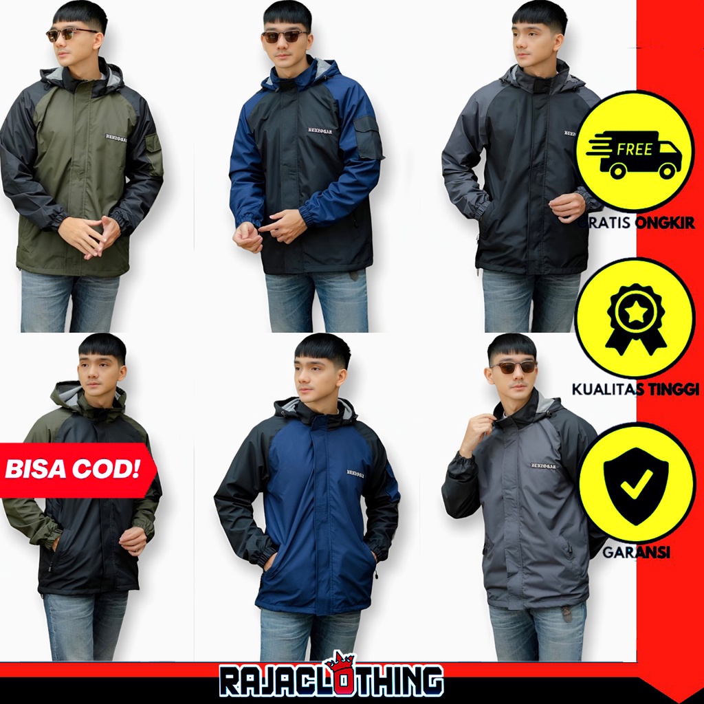 RCL - Jaket Parasut Pria Dan Wanita Waterproof Hoodie Jumbo Outdoor Distro Keren Murah Original Henzogar