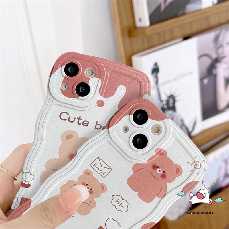 Soft Case Tpu Motif Kartun Beruang Es Krim Untuk iPhone 11 13 14 12 Pro MAX XR X XS MAX 6 8 7 14 6s Plus SE 2020