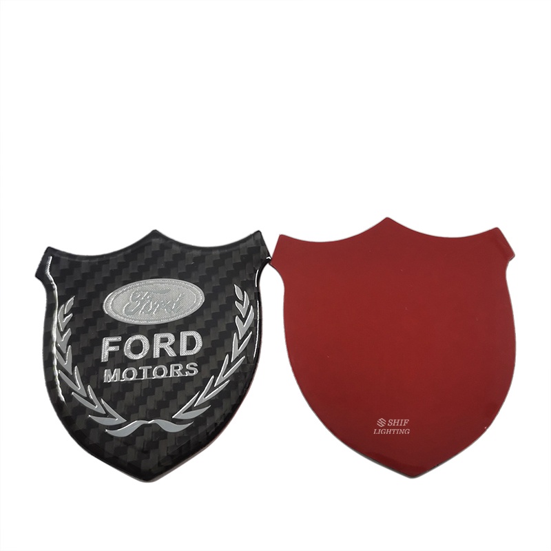 1pc Stiker Emblem Logo FORD MOTORS Bahan Karbon Fiber Untuk Dekorasi Kaca Belakang Mobil FORD