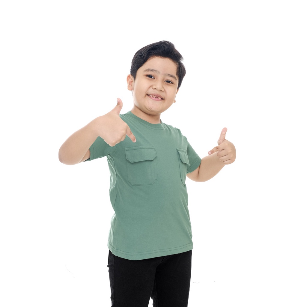 KAOS ANAK COWOK / BAJU ANAK LAKI LAKI / PAKAIAN ANAK COWOK POLOS SAKU DUA HIJAU BRAND SUPERKSIDCLOTH 1 - 11 TAHUN