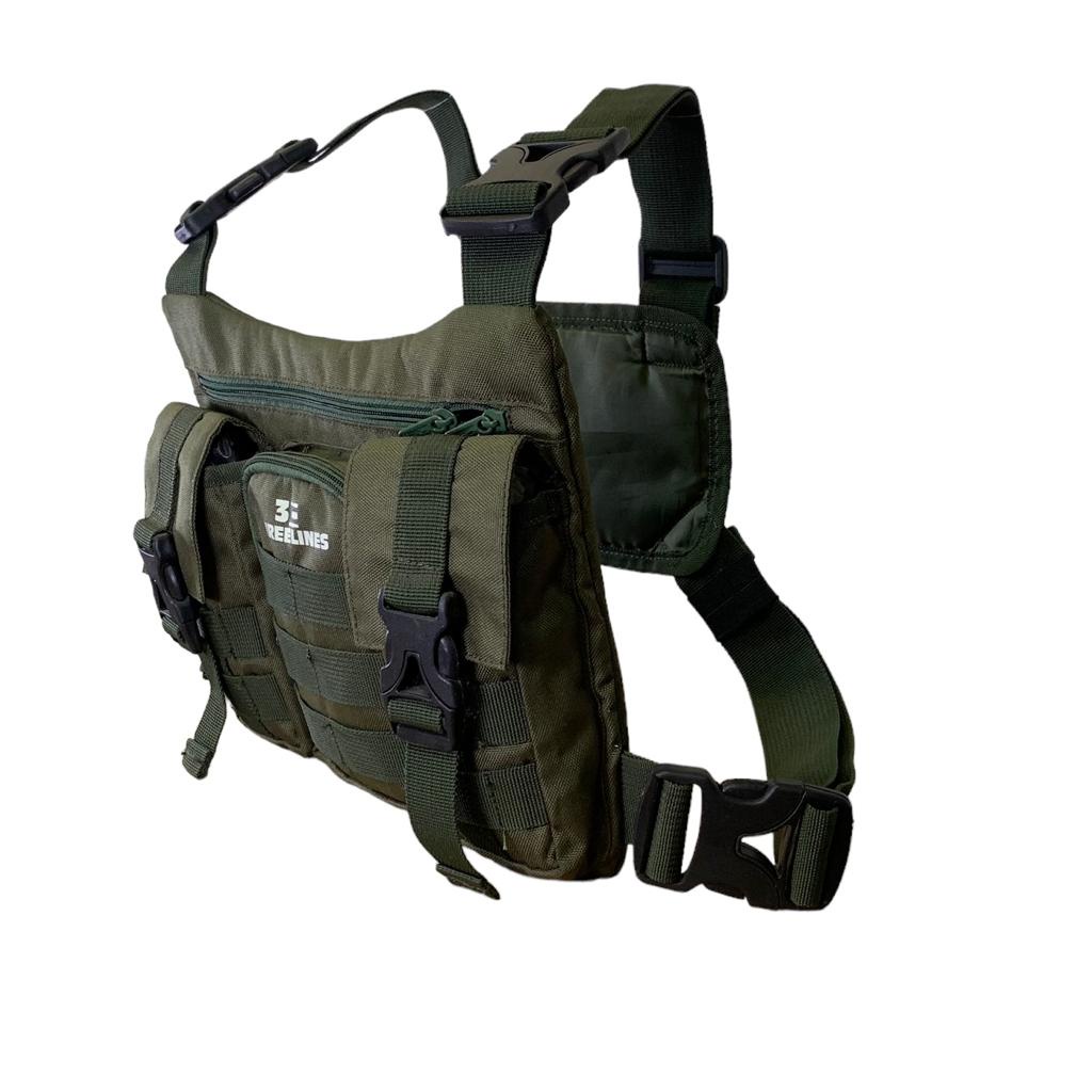 TAS DADA PRIA TACTICAL ORIGINAL THREELINE THREE POCKET GREEN / CHEST RIG BAG THREELINE ORIGINAL / CHEST BAG PREMIUM ORIGINAL