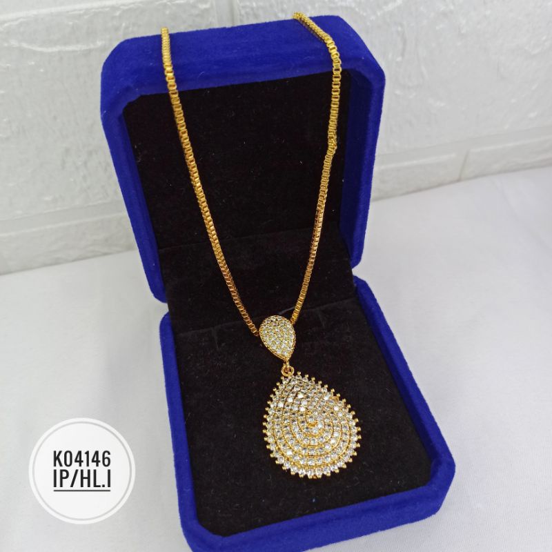 Kalung Fashion Rhodium Tingkat Mewah Oval K04146