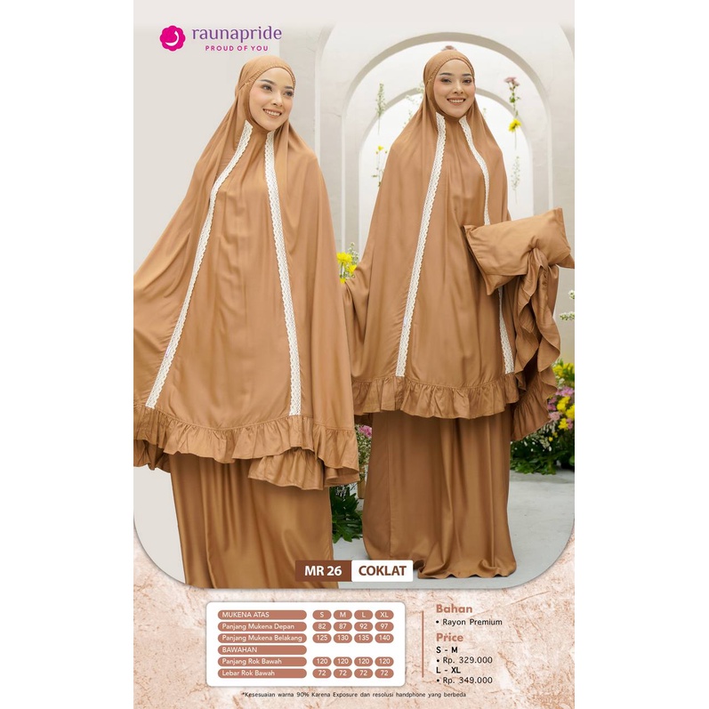 Rauna Mukena MR 26 - Abu - Wardah - Coklat / Raunapride Terbaru 2022 / Fashion Muslim
