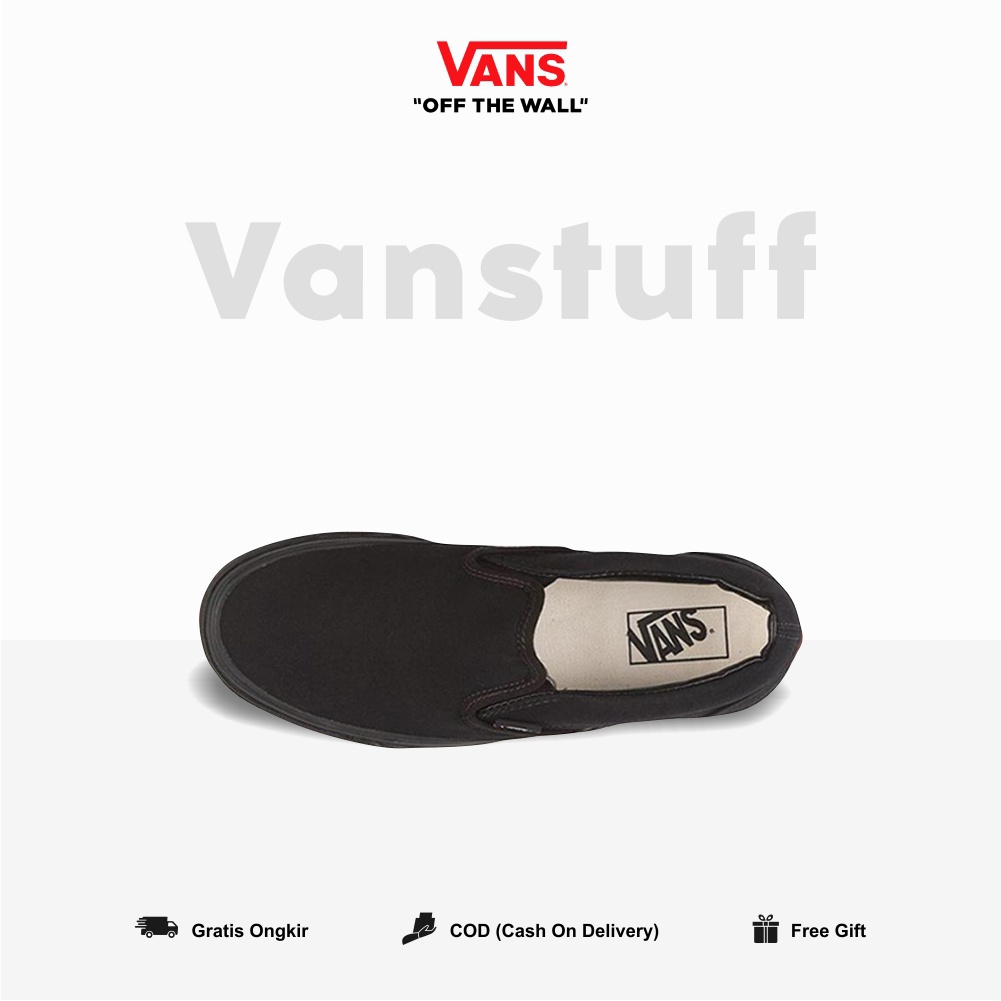 Vans Slip On Full Black Original  BNIB Couple Pria Wanita Global Market Waffle EVB Ori Authentic Hitam