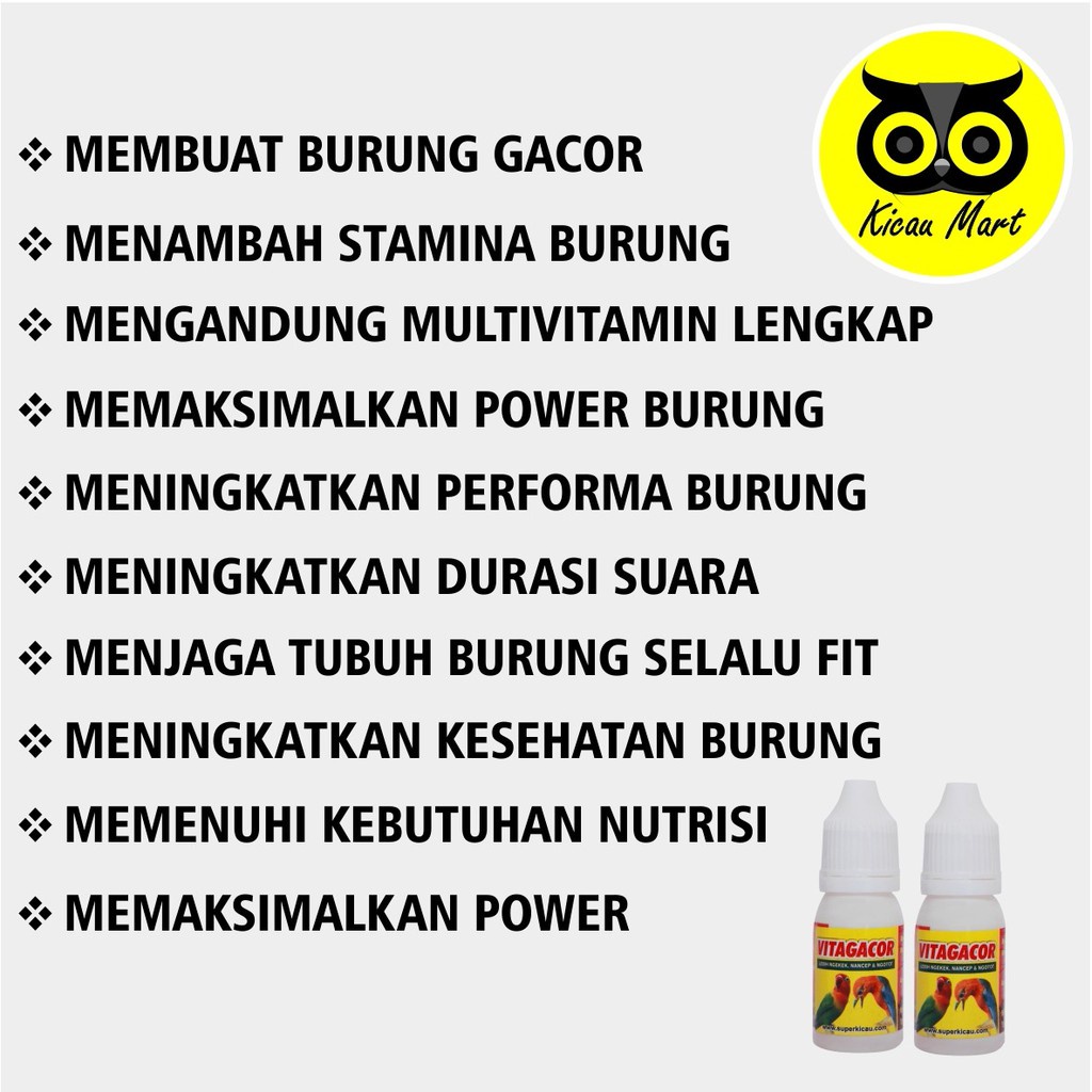 VITAMIN VITAGACOR VITA GACOR SUPER KICAU OBAT PENGGACOR BURUNG LOVEBIRD TAMBAH NGEKEK KONSLET VITGASK